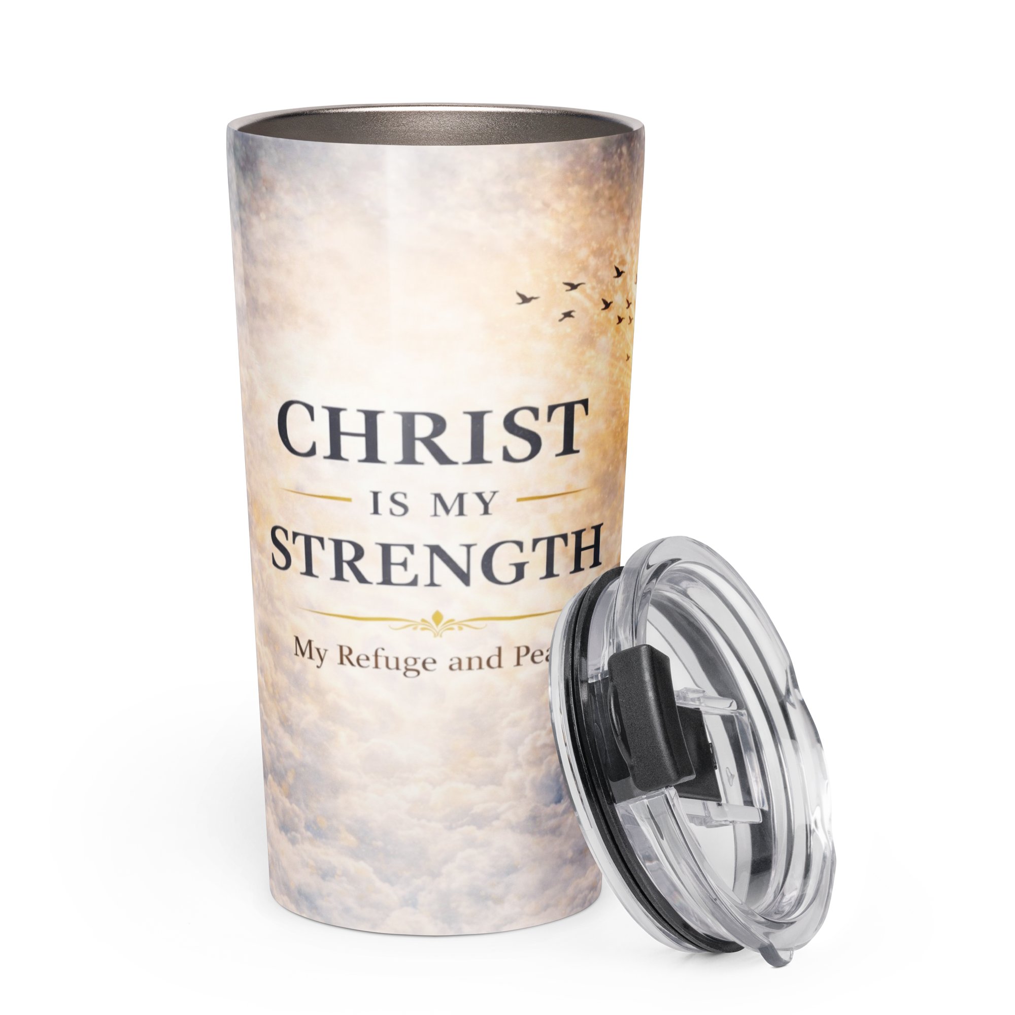 Tapered Stainless Steel Tumbler - "Christ Is My Strength" - 20oz