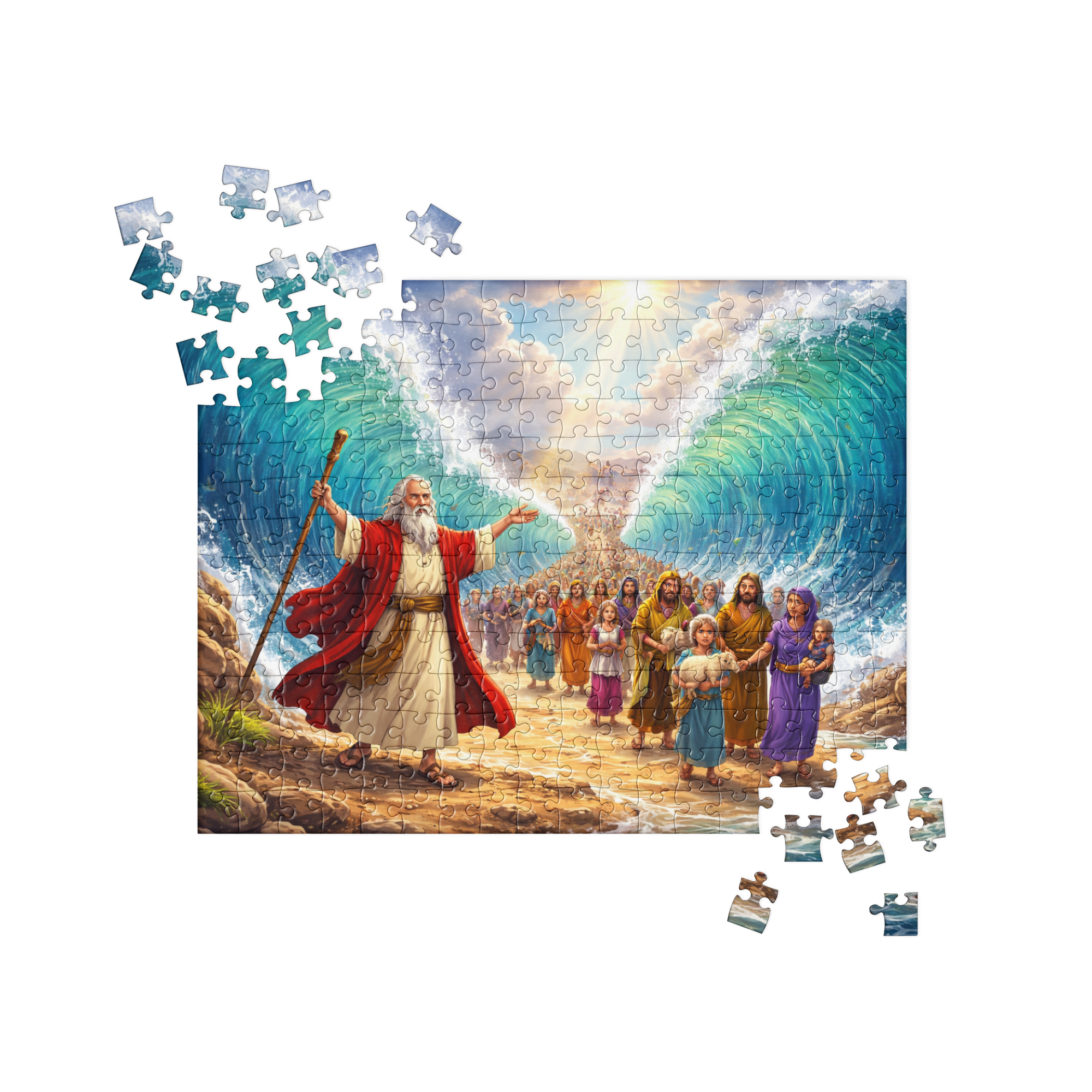 Jigsaw Puzzle - "Moses Parting The Red Sea" - 252 pieces - 14" x 11" - (Ages 6-12)