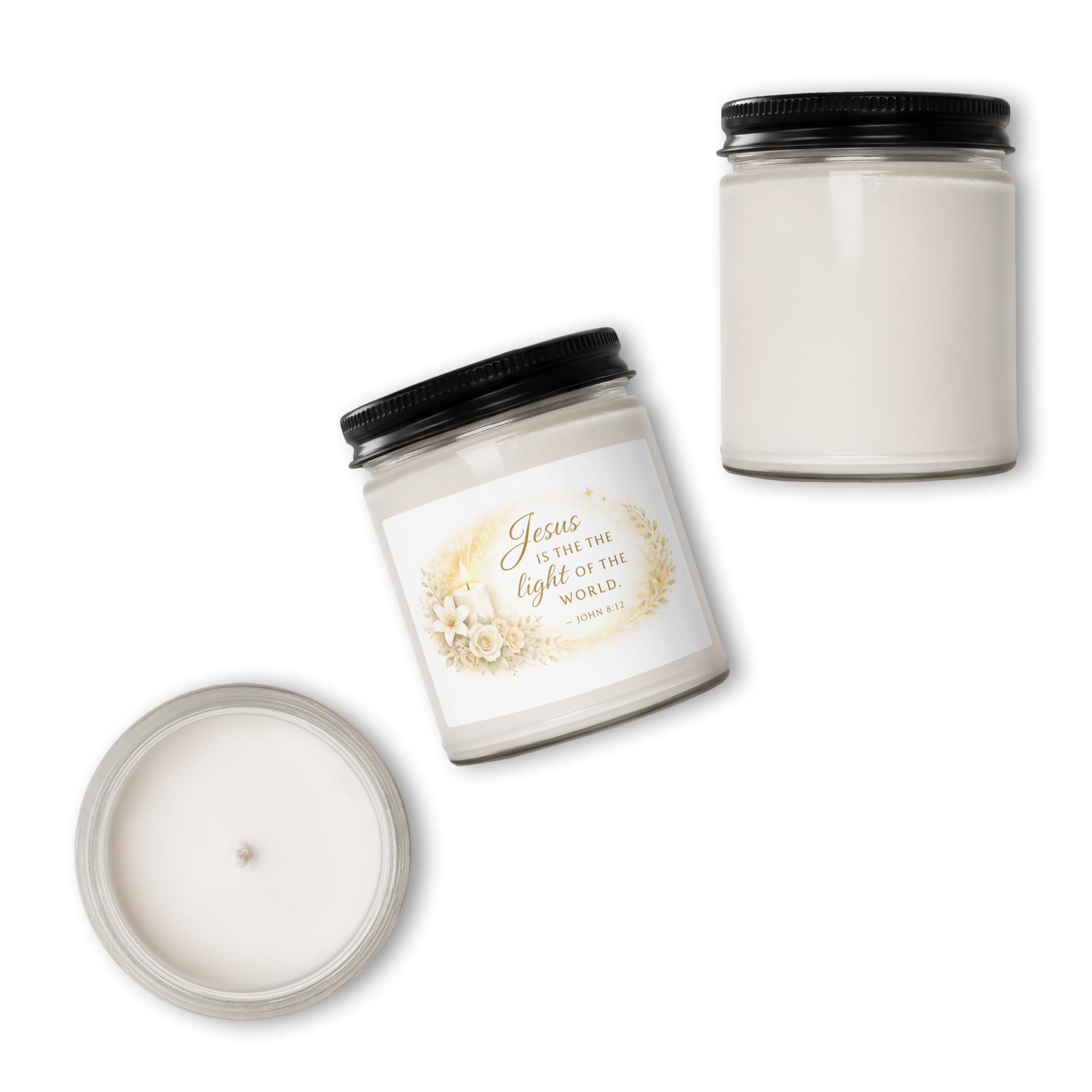 Scented Soy Candle - "Jesus Is The Light of The World" - 9oz