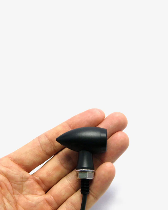 Heavy-Duty Waterproof Metal Indicators – Gloss Black (Pack of 2) | CNC Machined Bullet Design | Compatible with All Bikes