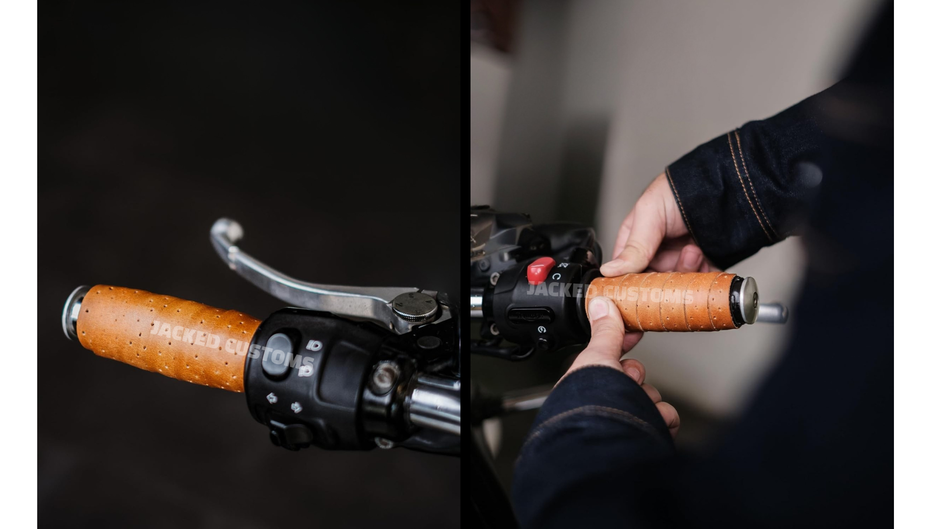 Premium Leather Handlebar Grip Wraps for Jawa, Royal Enfield, Harley, Triumph, Bajaj, TVS, Honda | Premium Handle Grip Covers | Universal Fit Bike