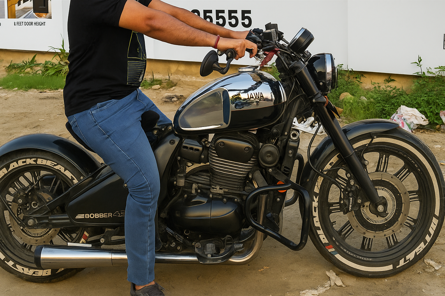 Handlebar Raisers for Jawa, BSA & Yezdi (All Models) | Full Glossy Black Alloy