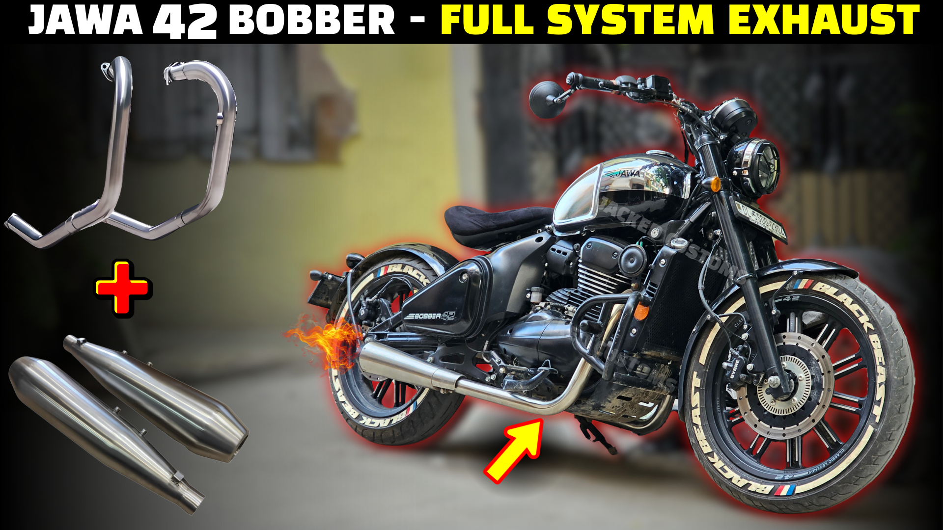 Best Full System Exhaust Combo for Jawa 42 Bobber, Perak | SS Custom GT Exhausts + SS Header Bend Pipes V3