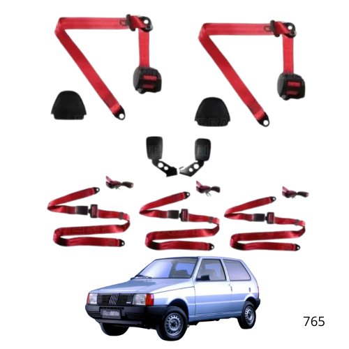 Jogo Cinto de Segurança Fiat Uno 1995 Vermelho