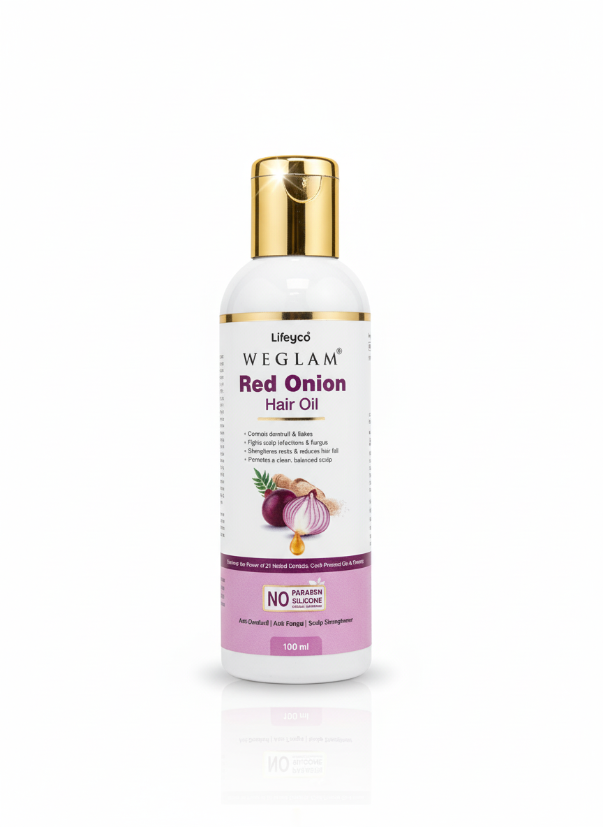 Lifeyco® Red Onion Hair Oil – Clinical Strength Anti-Hairfall Oil | With Red Onion, 21 Ayurvedic Herbs, Almond, Castor & Sesame | For Hair Regrowth, Dandruff Control | Men & Women | 100ml