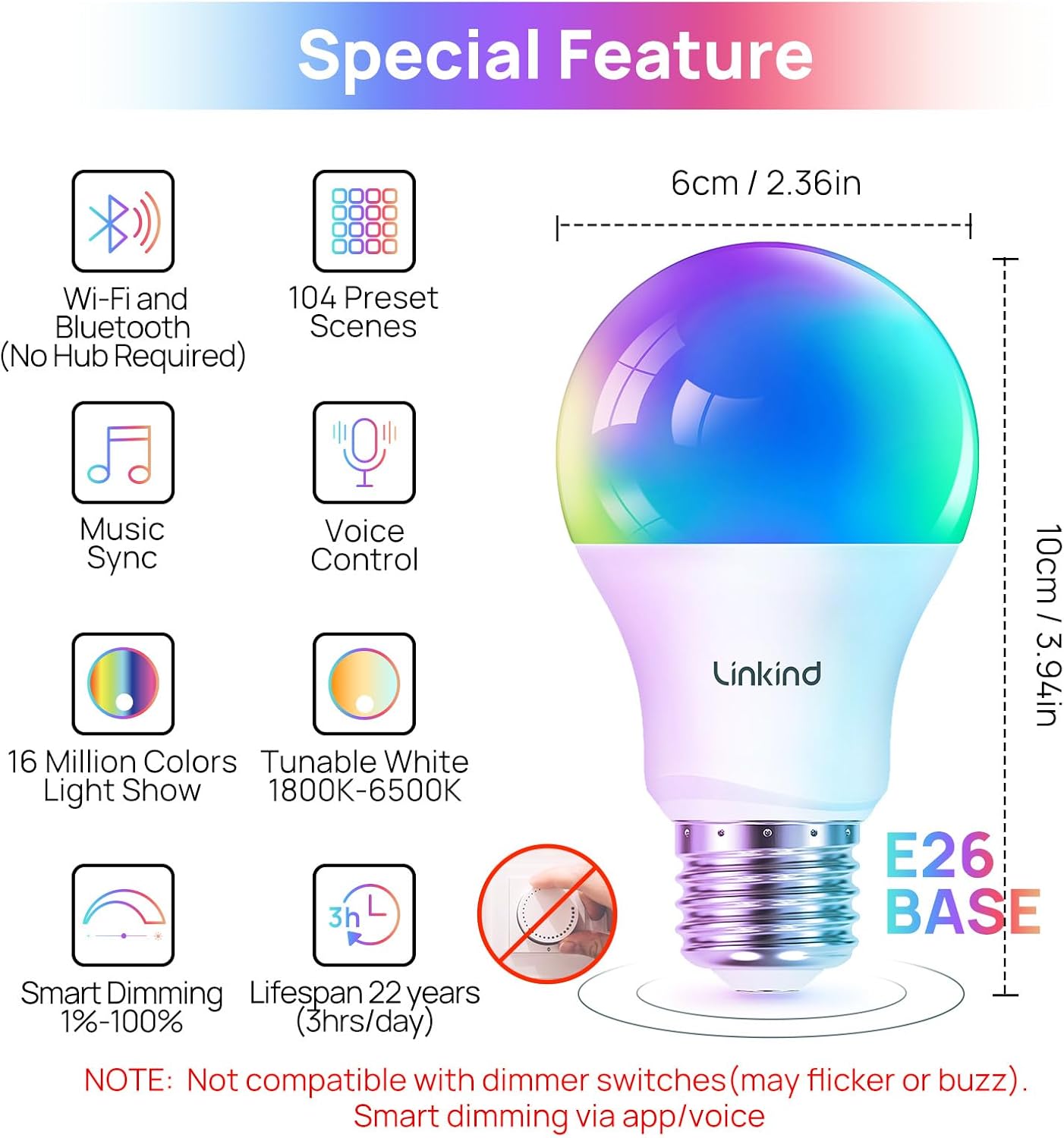 Linkind Wi-Fi Smart Color-Changing Light Bulbs