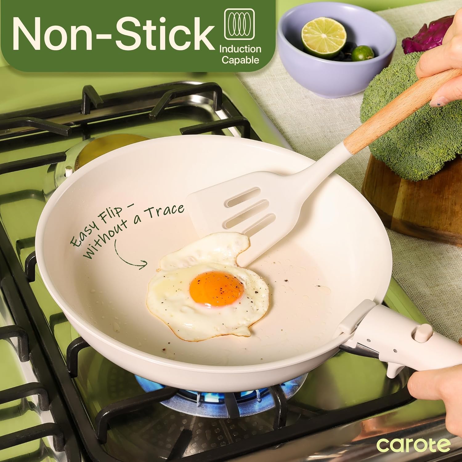 🍳 CAROTE 19-Piece Nonstick Stackable Cookware Set