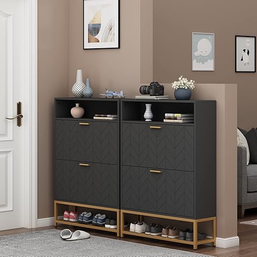 Loomie Free-Standing Tipping Bucket Shoe Rack Organizer