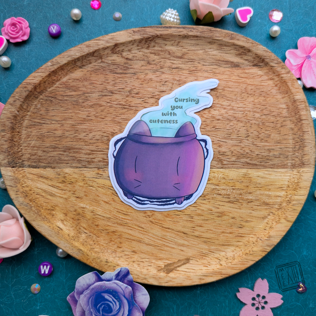 Sticker de chaudron chat mignon