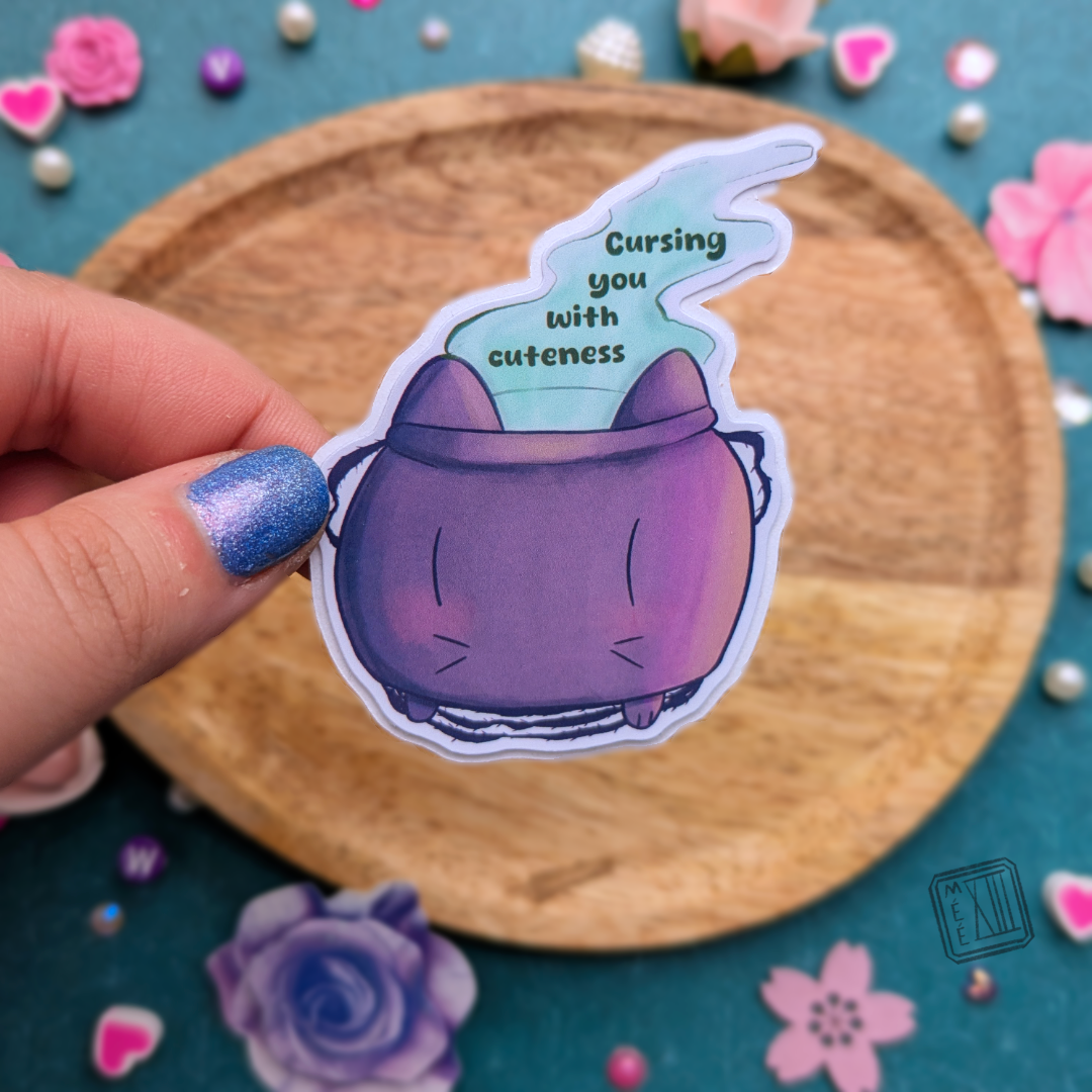 Sticker de chaudron chat mignon