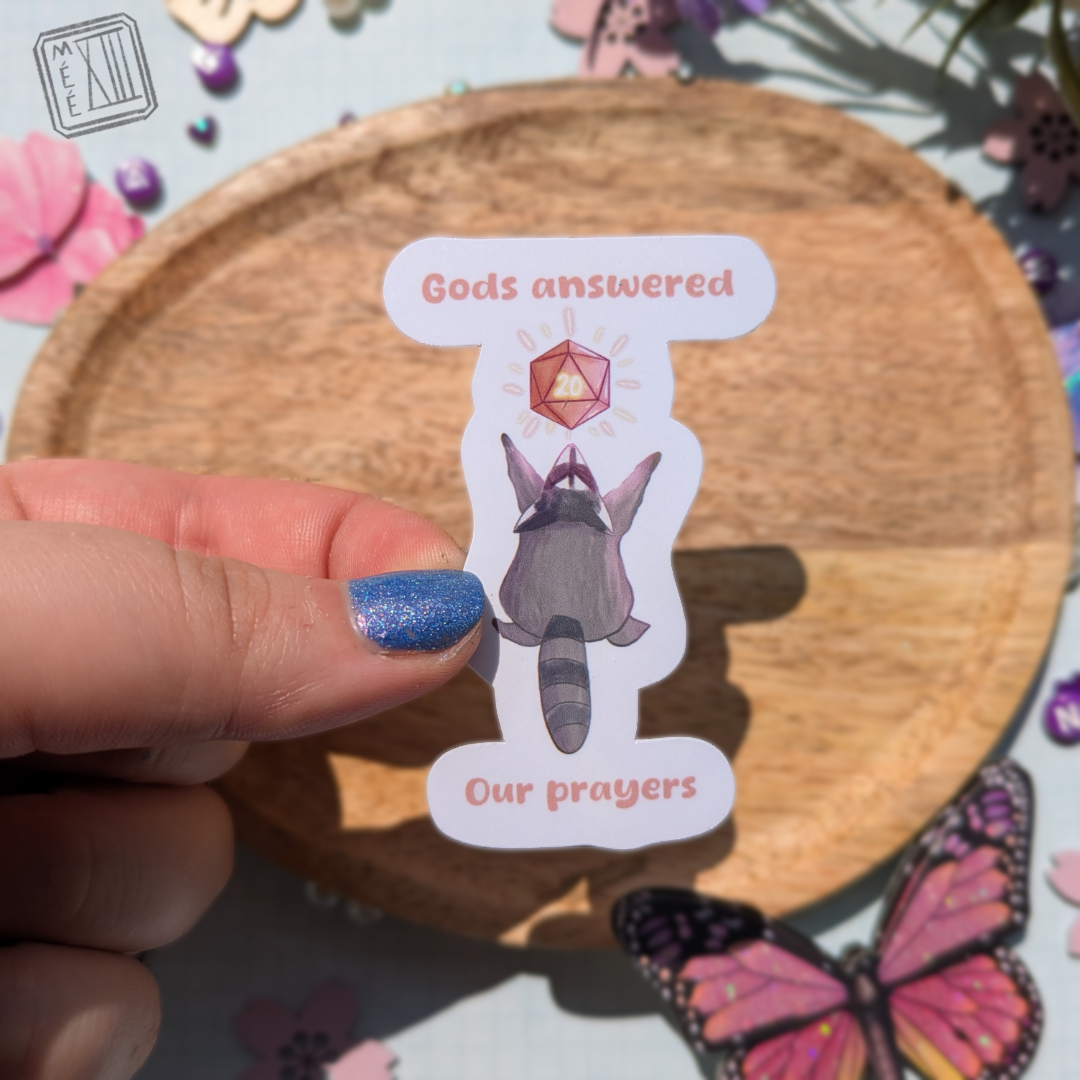 Sticker Raton Laveur priant ses Dieux 