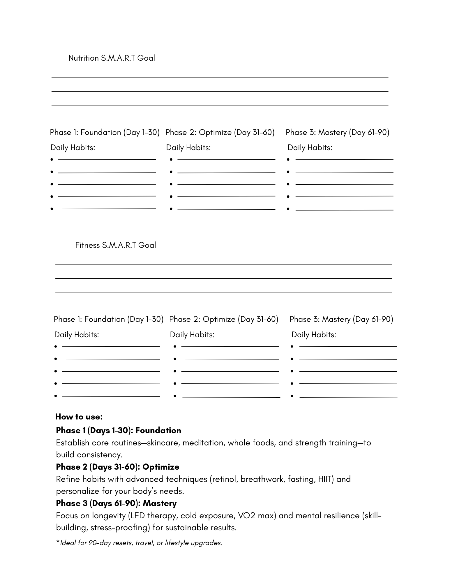 90 Day Self-Care Planner & Daily Tracker 