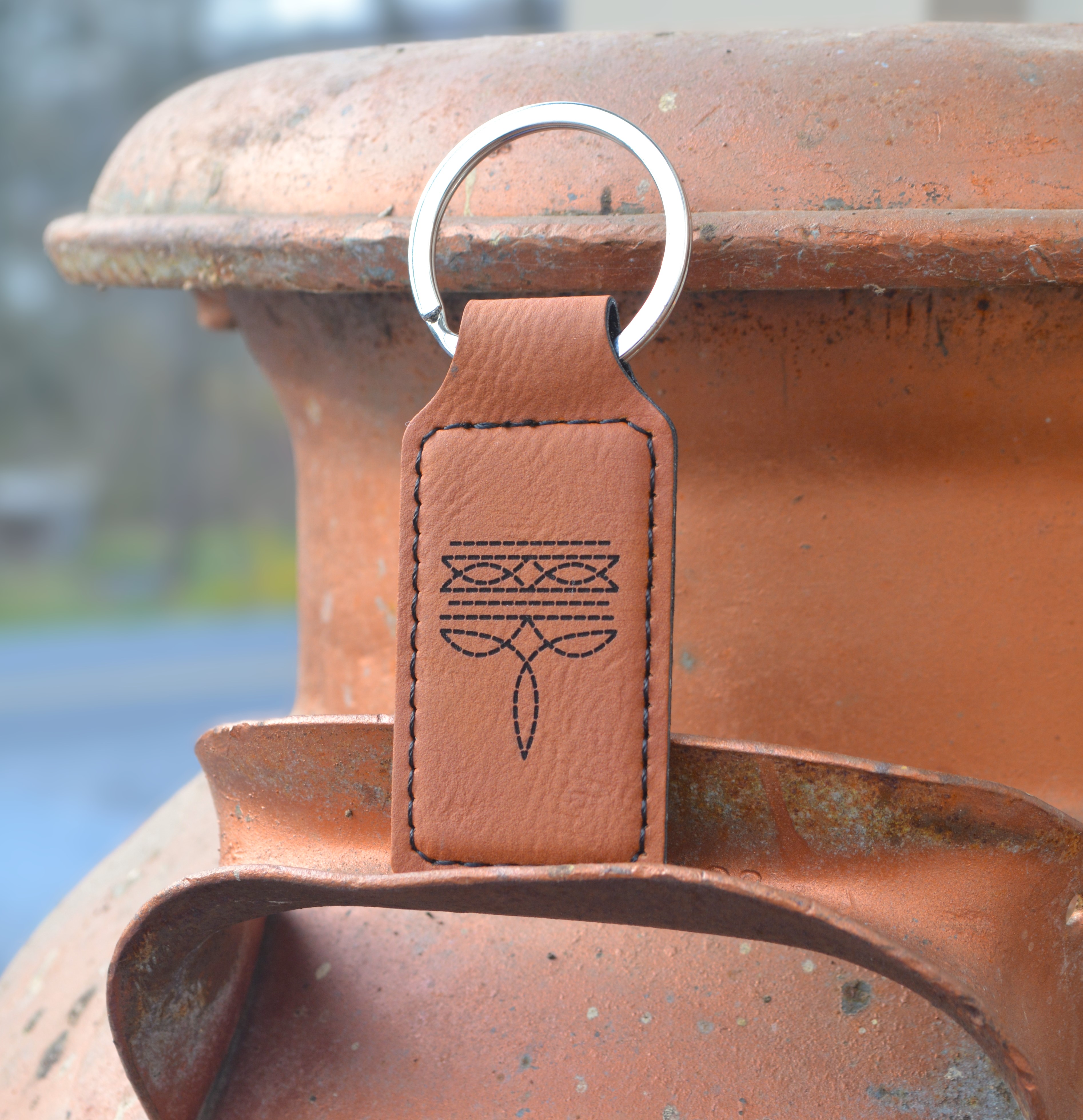 Boot Stitch Leatherette Keychain