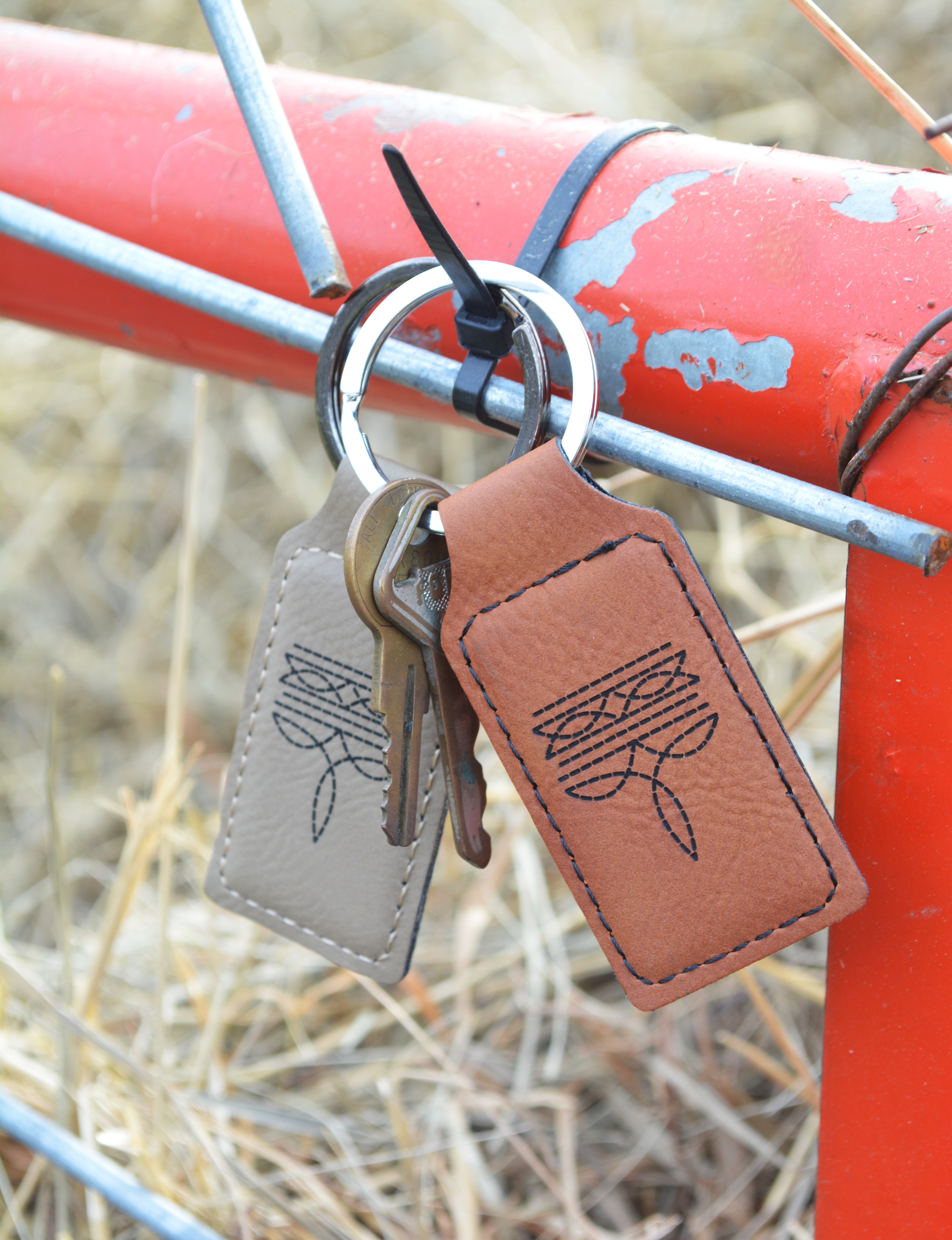 Boot Stitch Leatherette Keychain