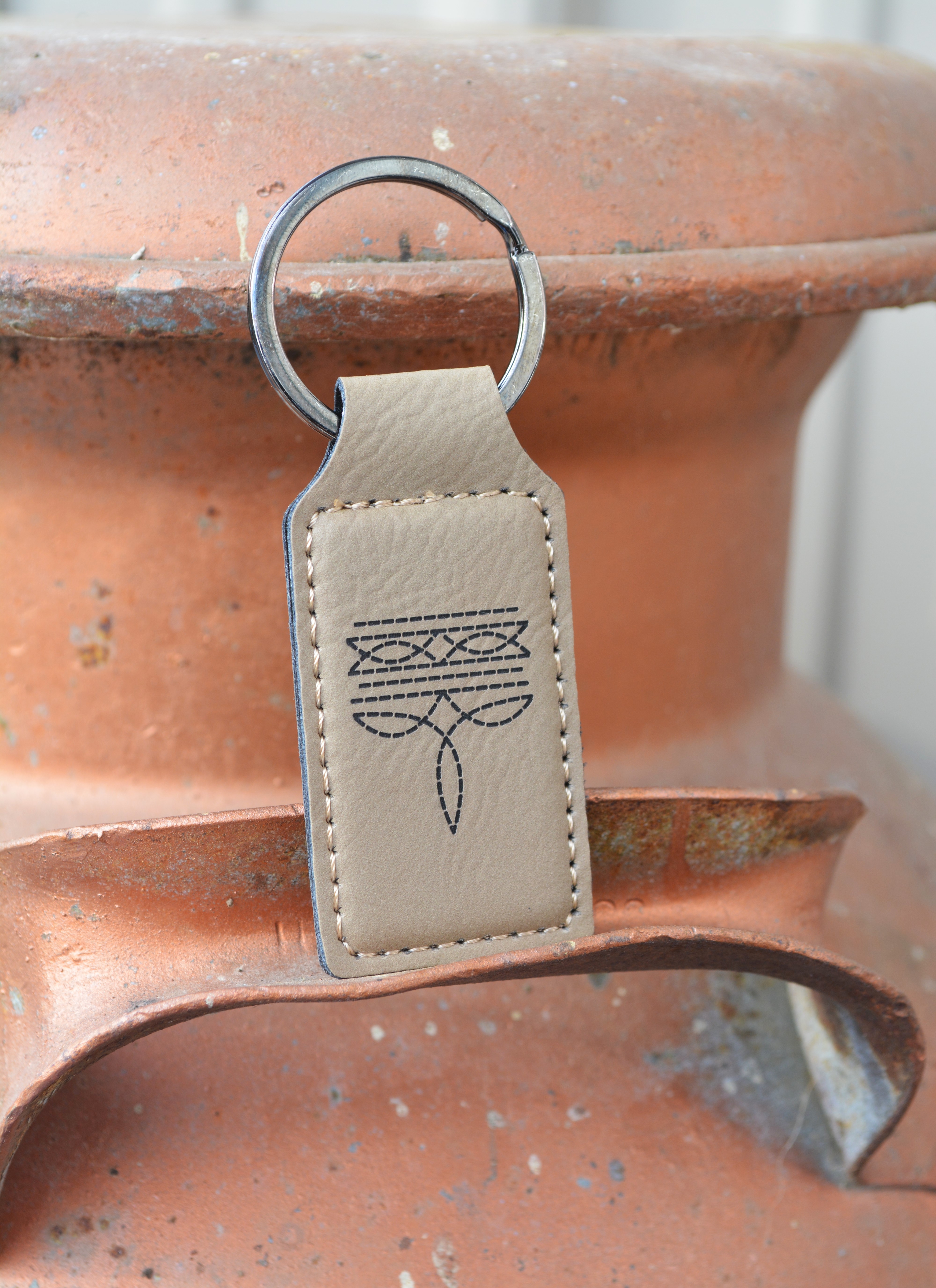 Boot Stitch Leatherette Keychain