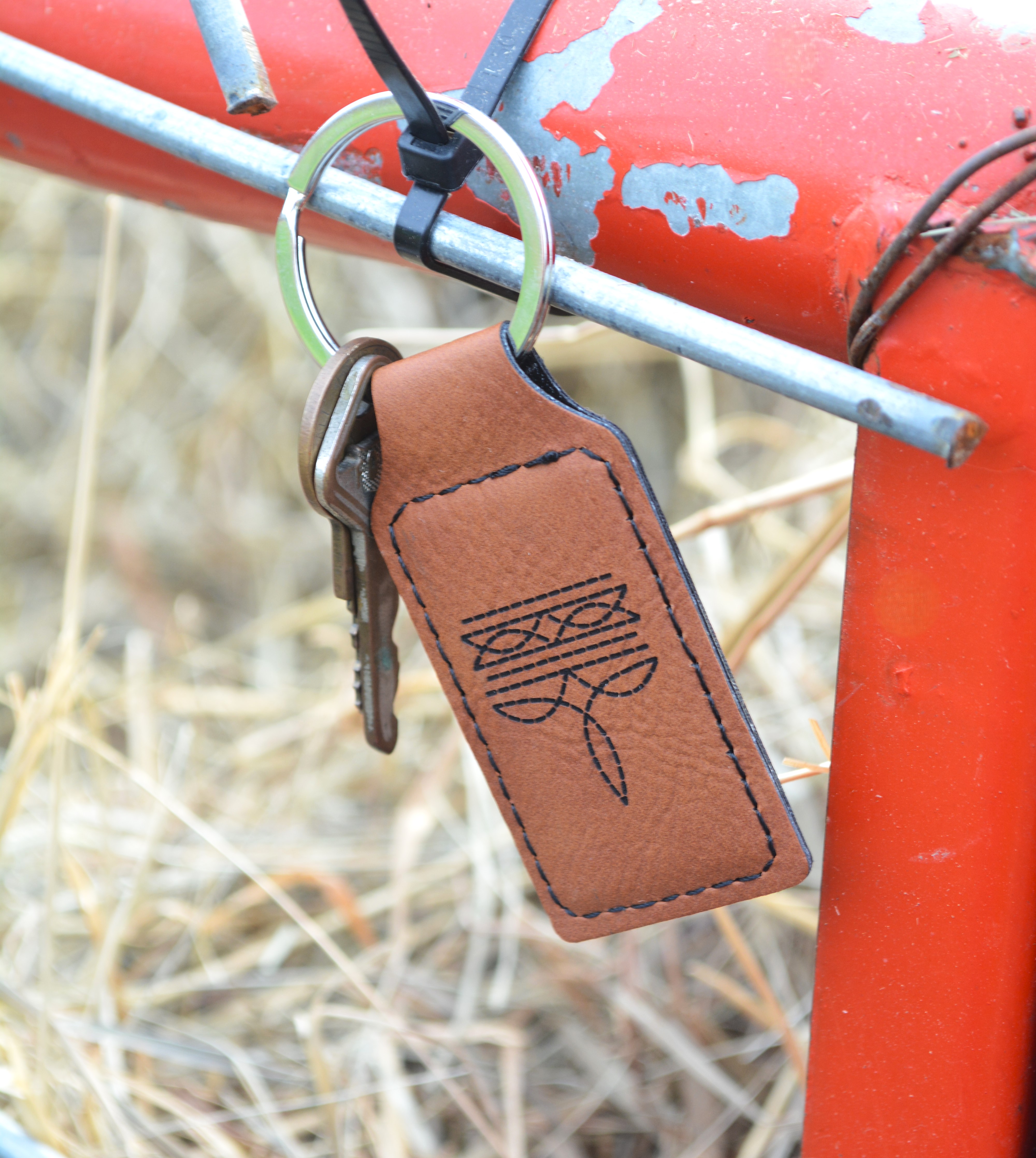 Boot Stitch Leatherette Keychain