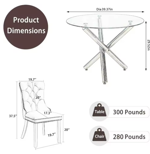 Modern Glass Top Dining Table Set