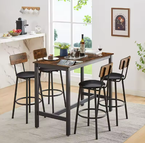 Rustic Bar Table Set with Stools