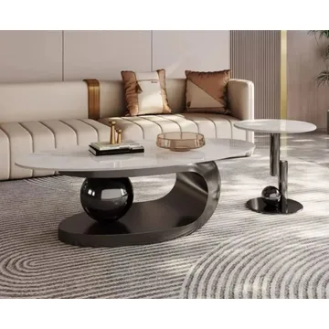 E Furn - Aria 2pc Oval Marble Coffee Table
