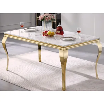 Falecia White and Gold Dining Table
