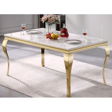 Falecia White and Gold Dining Table
