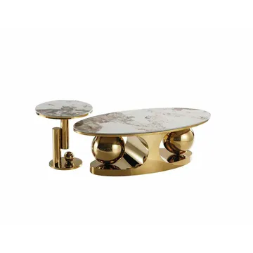 Modern Gold Marble Coffee Table Set