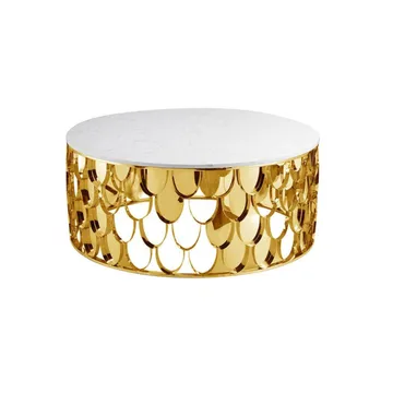 Round Glass Marble Coffee Table