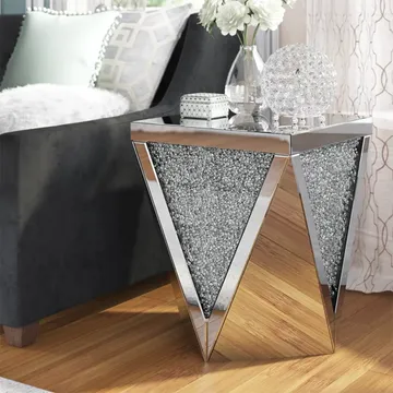 KC Furn - Triangular Diamond Mirror Side Table