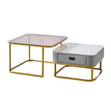 Nesting Square Glass Top Coffee Table