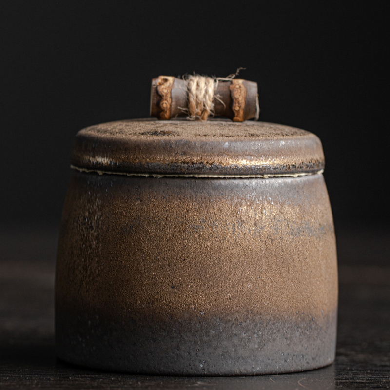 Bamboo Joint Coarse Pottery Memorial Jar