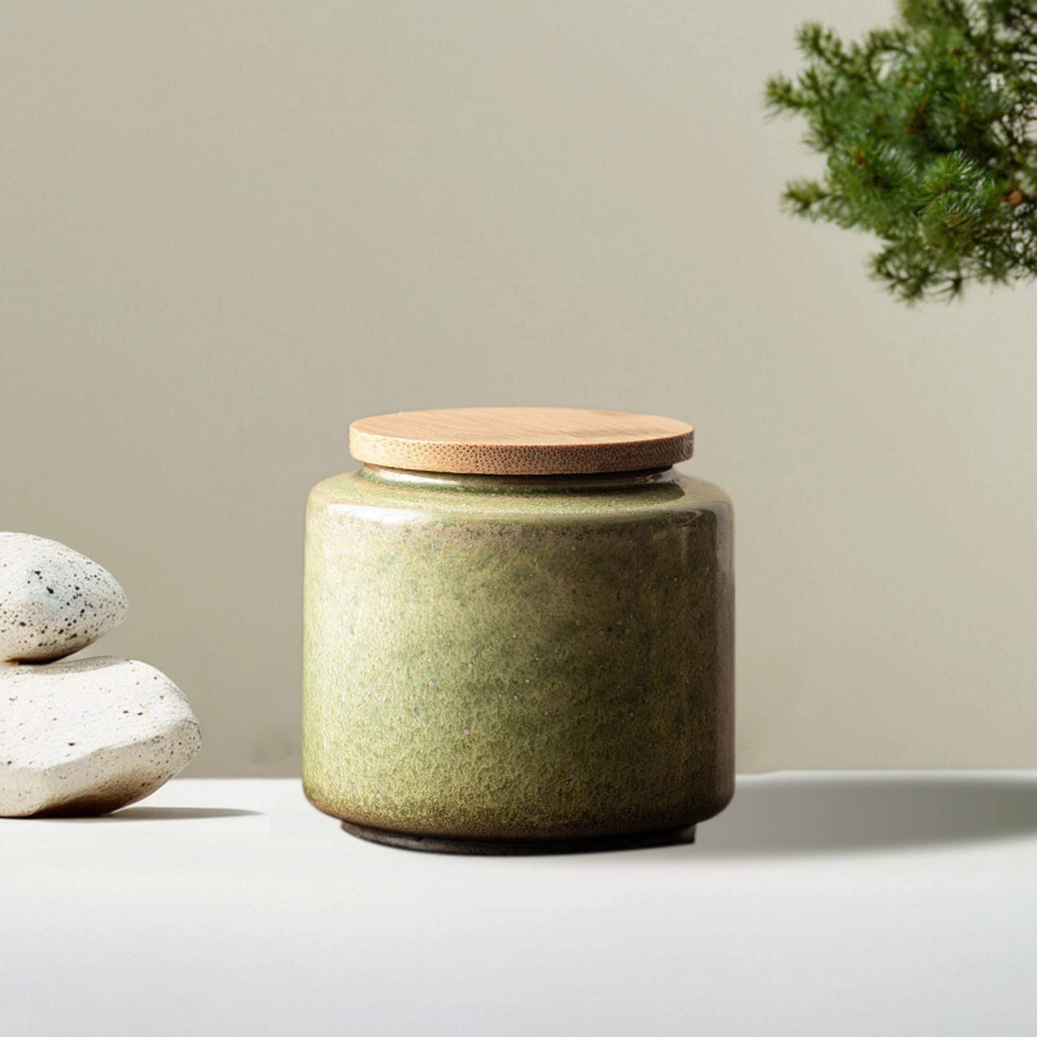 Starry Sky Emerald Green Glaze Pet Urn