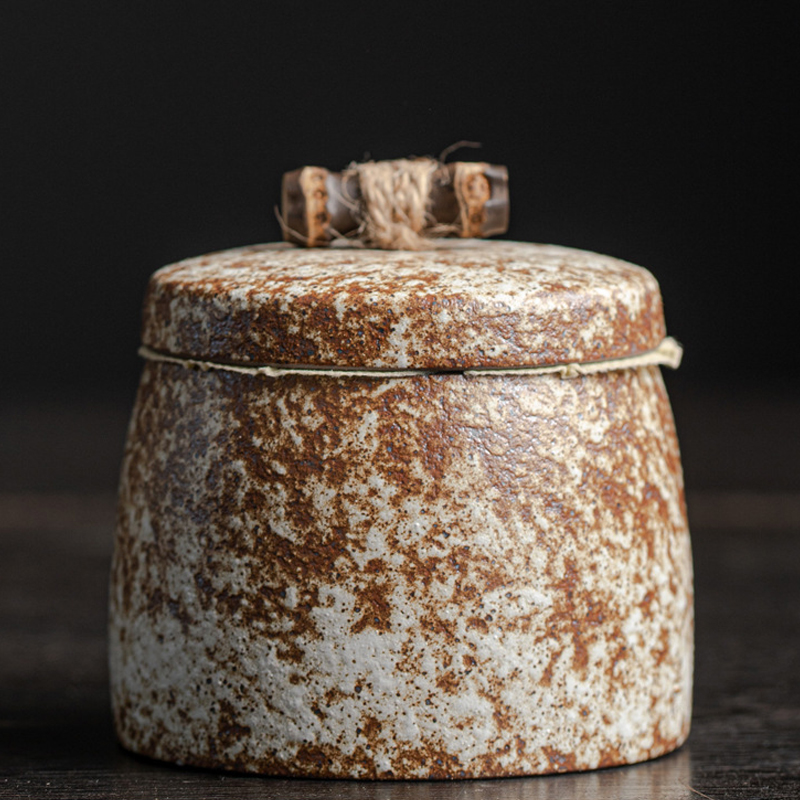 Bamboo Joint Coarse Pottery Memorial Jar