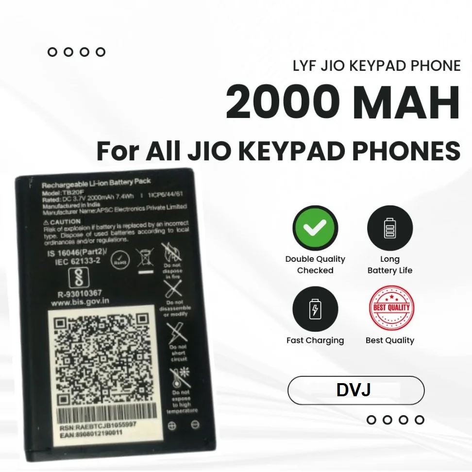 2000 mAh LYF Jio Keypad Phone Battery