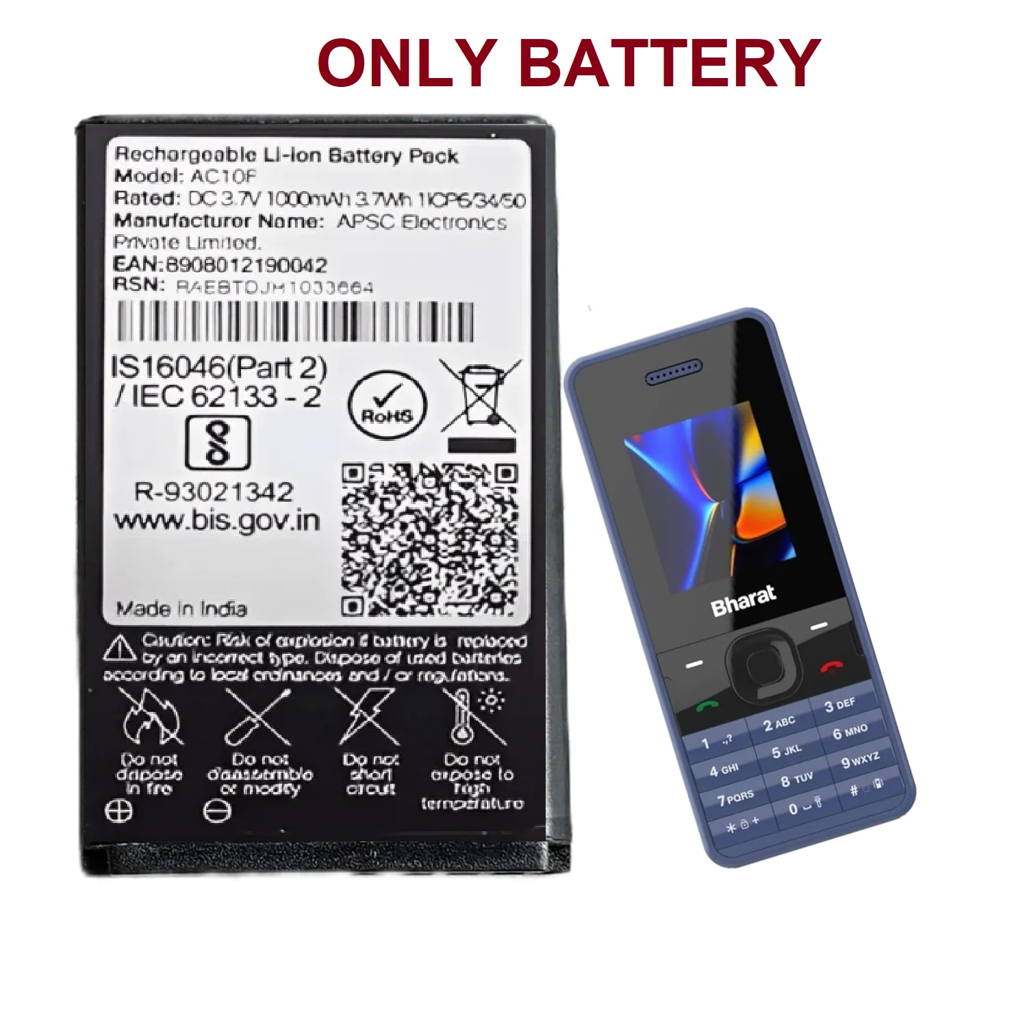 BATTERY FOR JIO/LYF BHARAT K1 KARBONN 4G KEYPAD PHONE