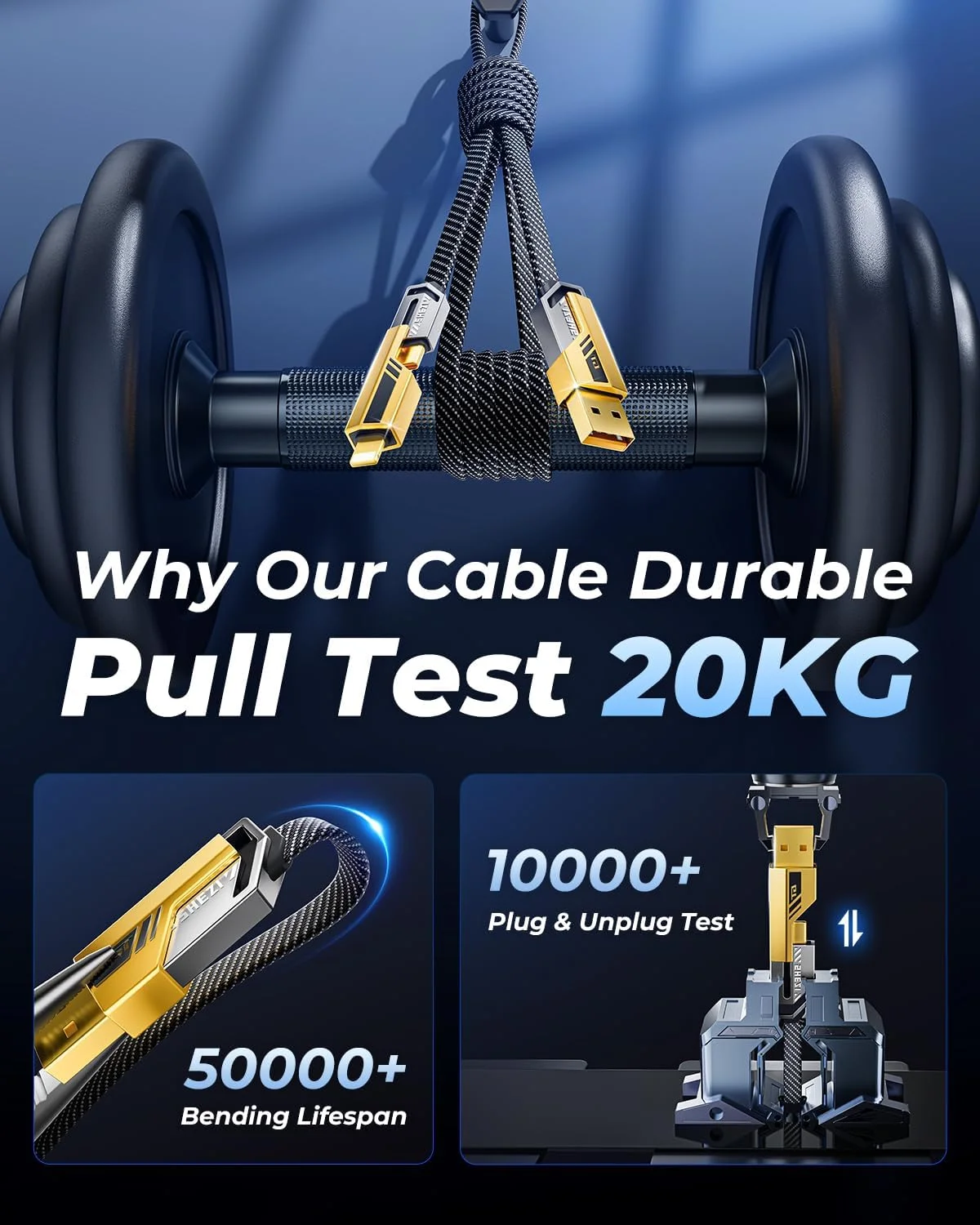 4in1 Metal Alloy Ports, 65W Cable