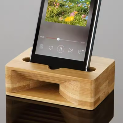 Bamboo Phone Stand and Amplifier