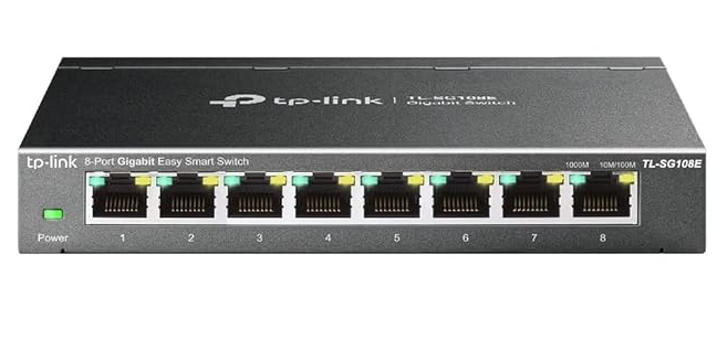 8 Port Gigabit Switch | Easy Smart Managed | Plug & Play | Desktop/Wall-Mount | Sturdy Metal w/Shielded Ports | Support QoS, Vlan, IGMP and LAG (TL-SG108E)