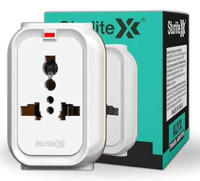 Sturlite Alyx 3 Pin Plug| Universal AC Travel Adapter| ABS Strong Body Socket (Pack of 1)