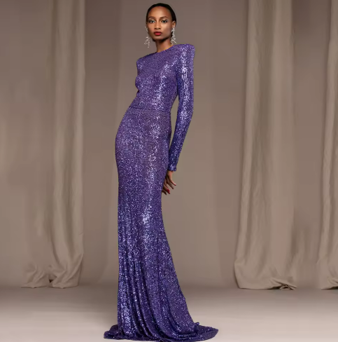 Elegant Purple Sequin Gown