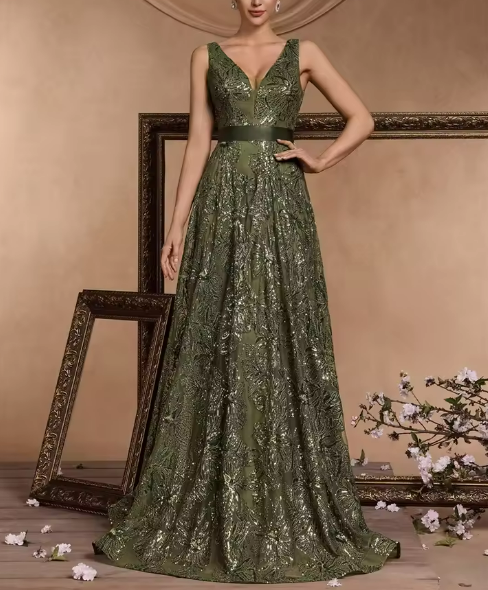 Elegant Green Evening Gown