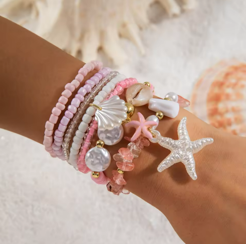 Beach-Themed Beaded Bracelet Set