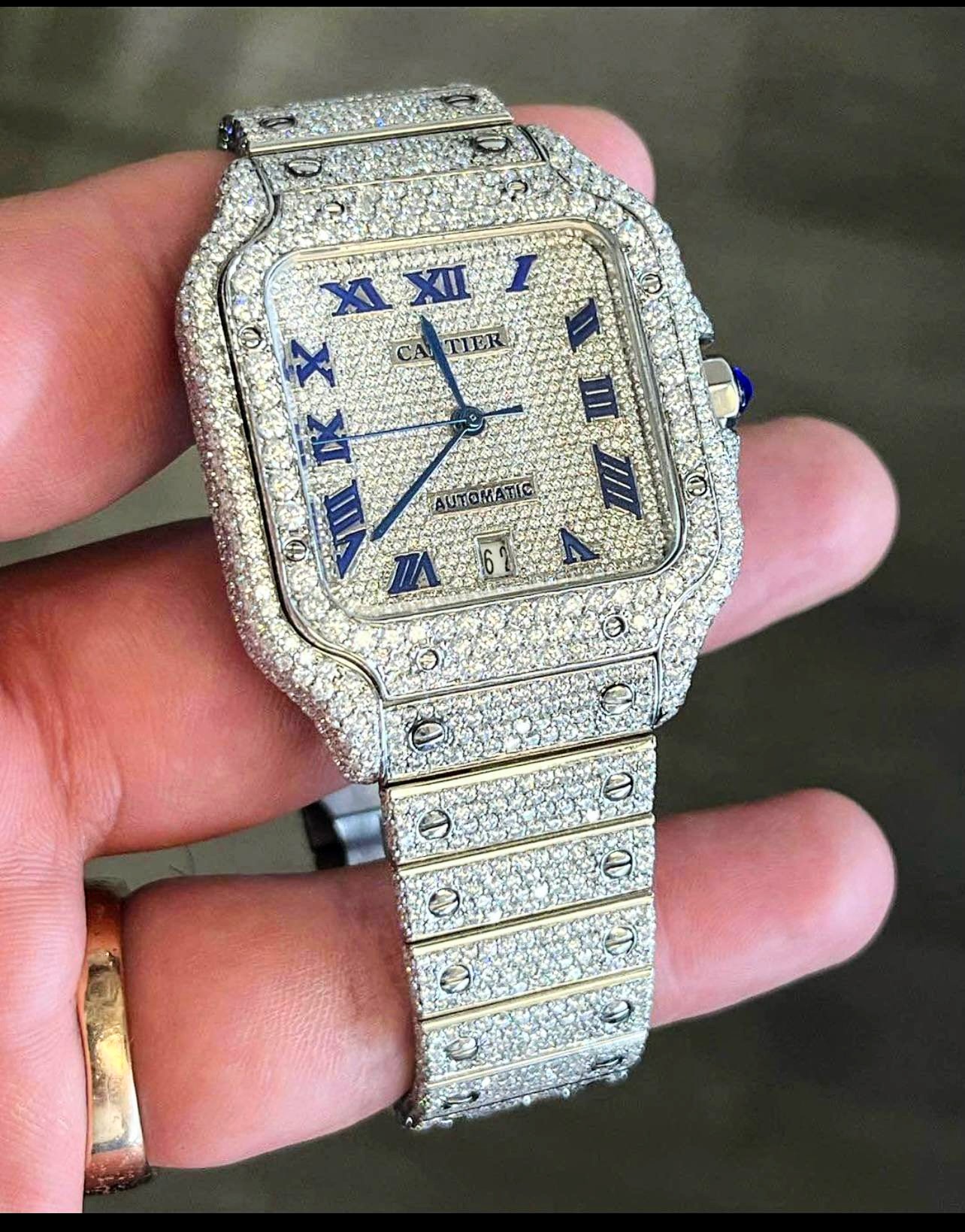 Iced out "Santos de Cartier" Inspired Watch
