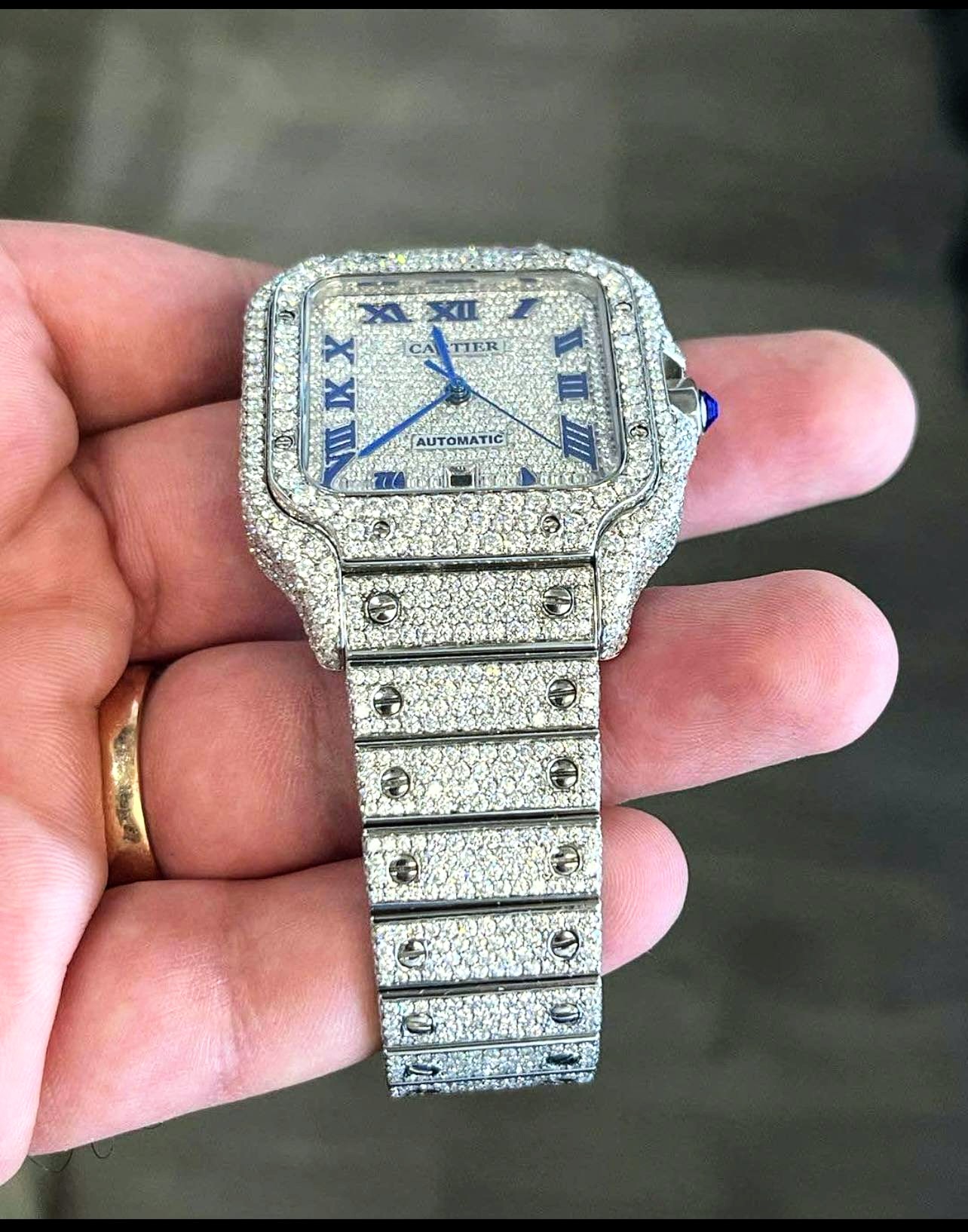 Iced out "Santos de Cartier" Inspired Watch