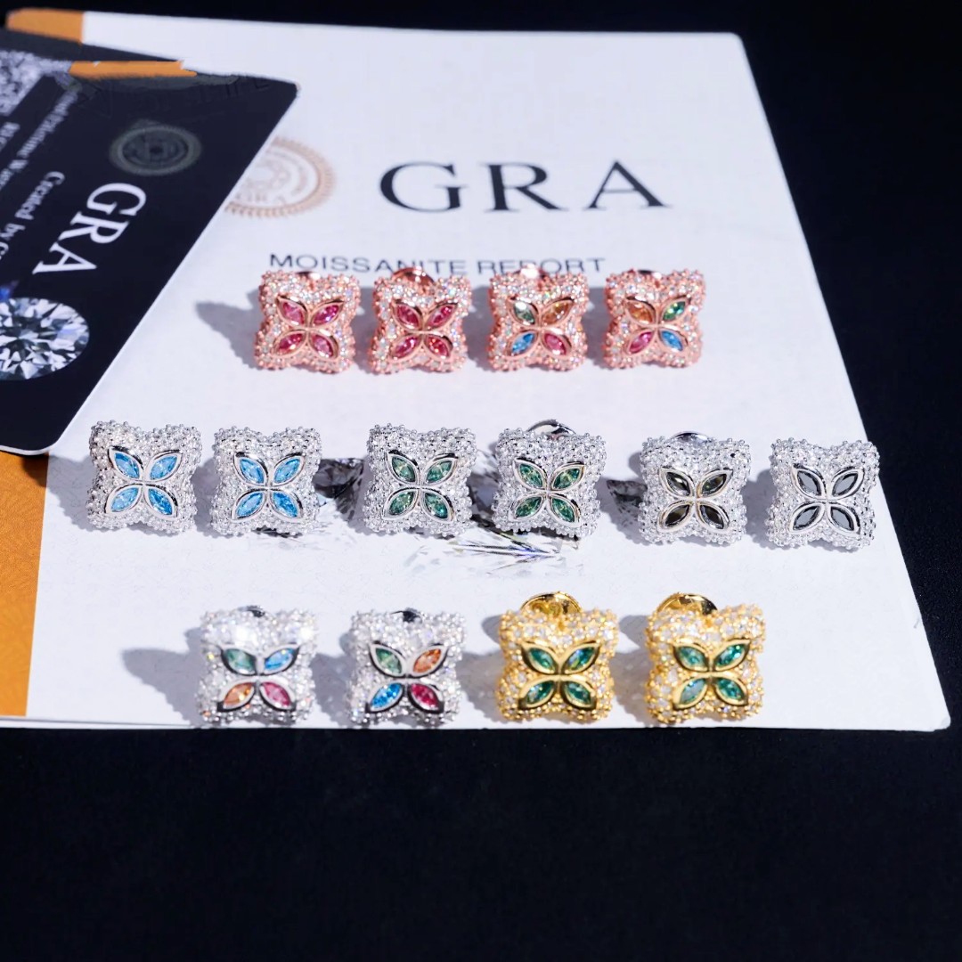 Marquis flower design stud earrings