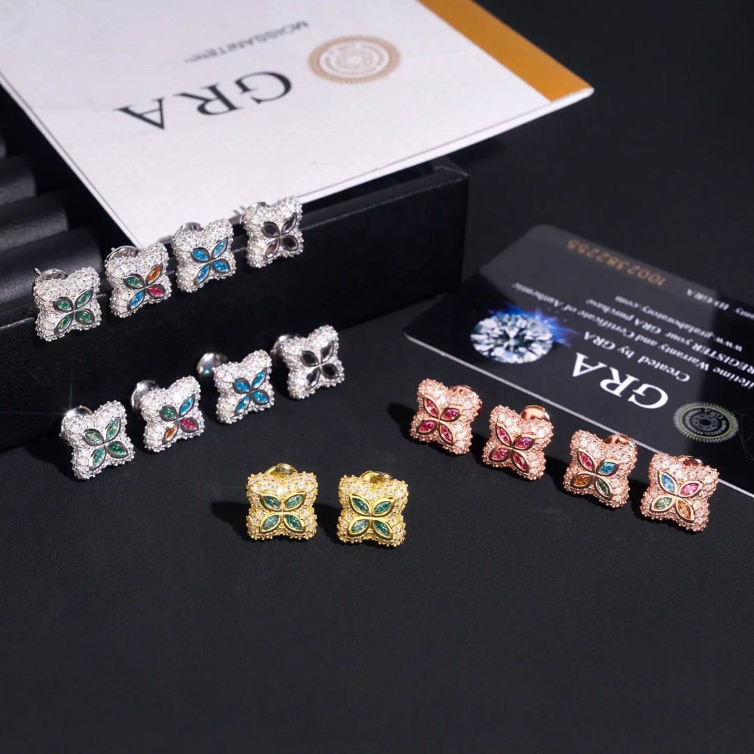 Marquis flower design stud earrings