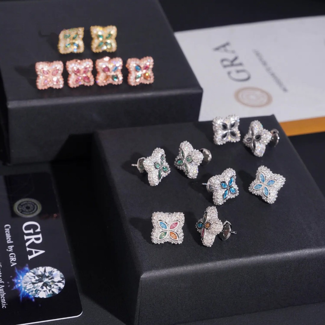 Marquis flower design stud earrings