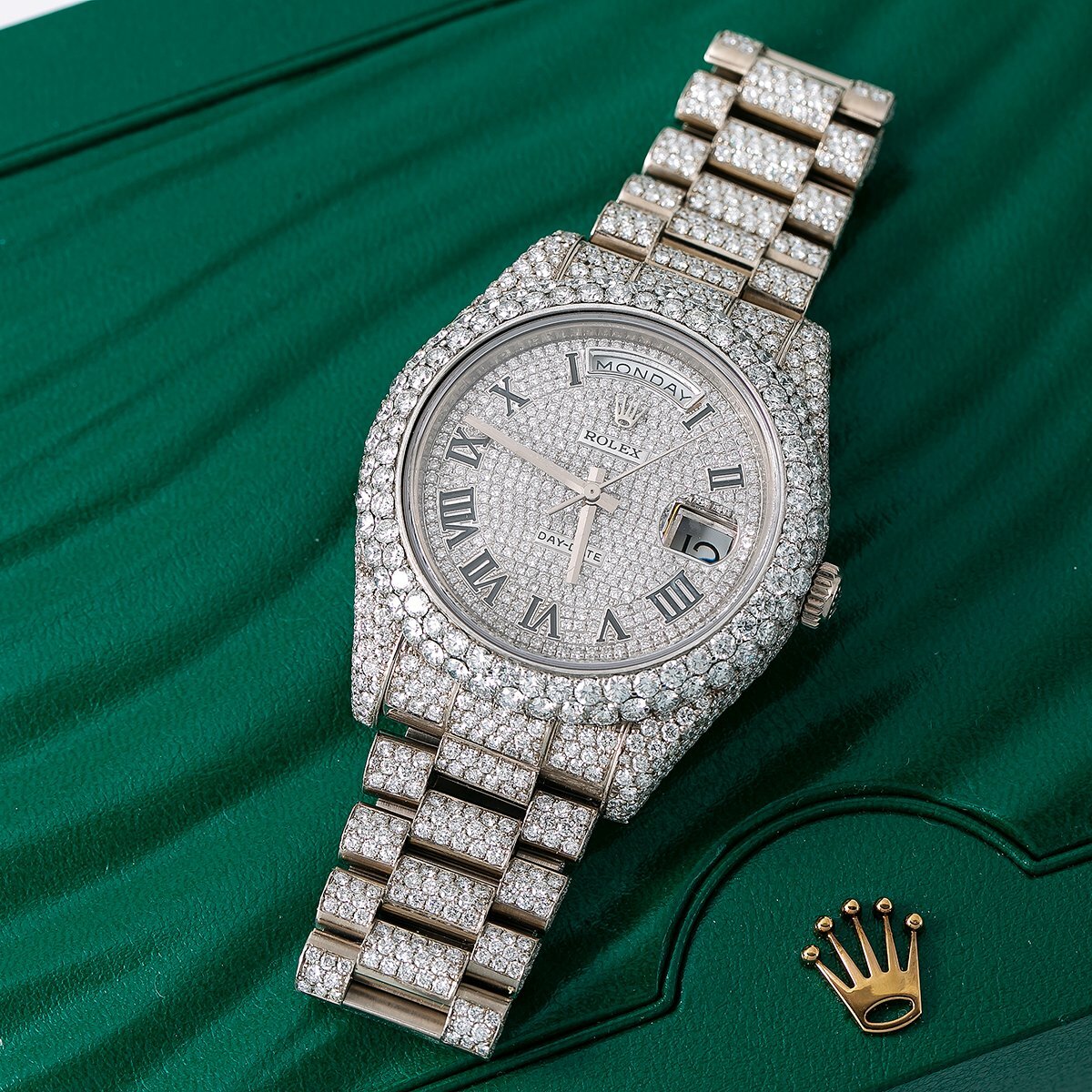 Iced out presidential "day-date" inspired watch