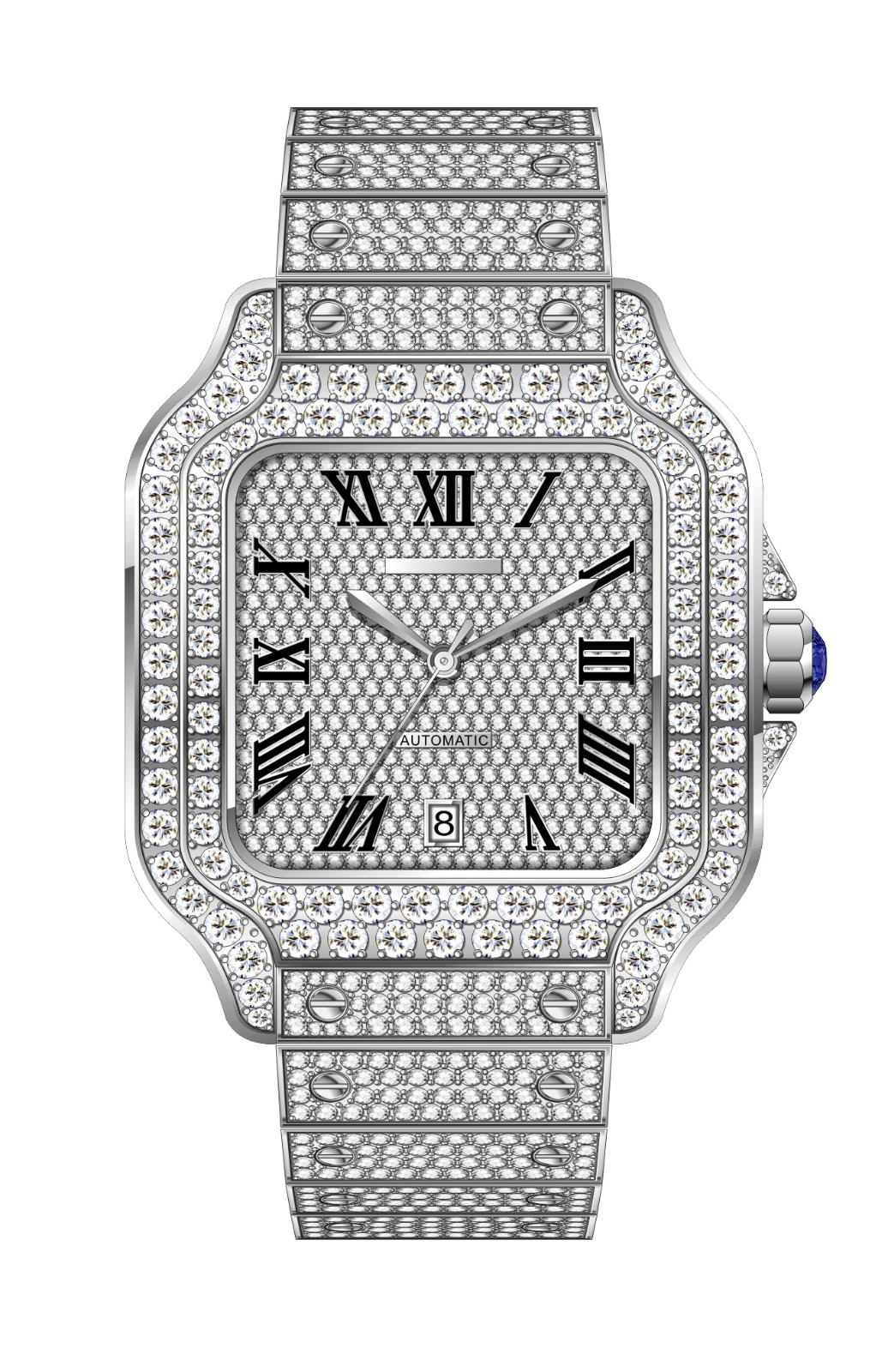 iced out "Santos de Cartier" inspired watch
