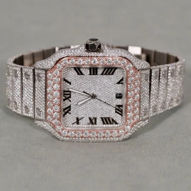 iced out "Santos de Cartier" inspired watch