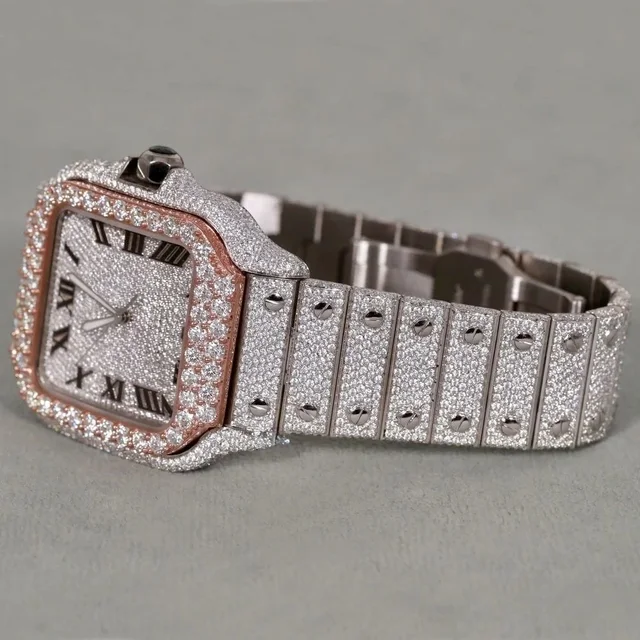 iced out "Santos de Cartier" inspired watch